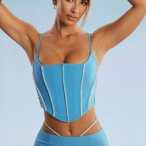 Oh Polly Blue Rhinestone Corset size 6